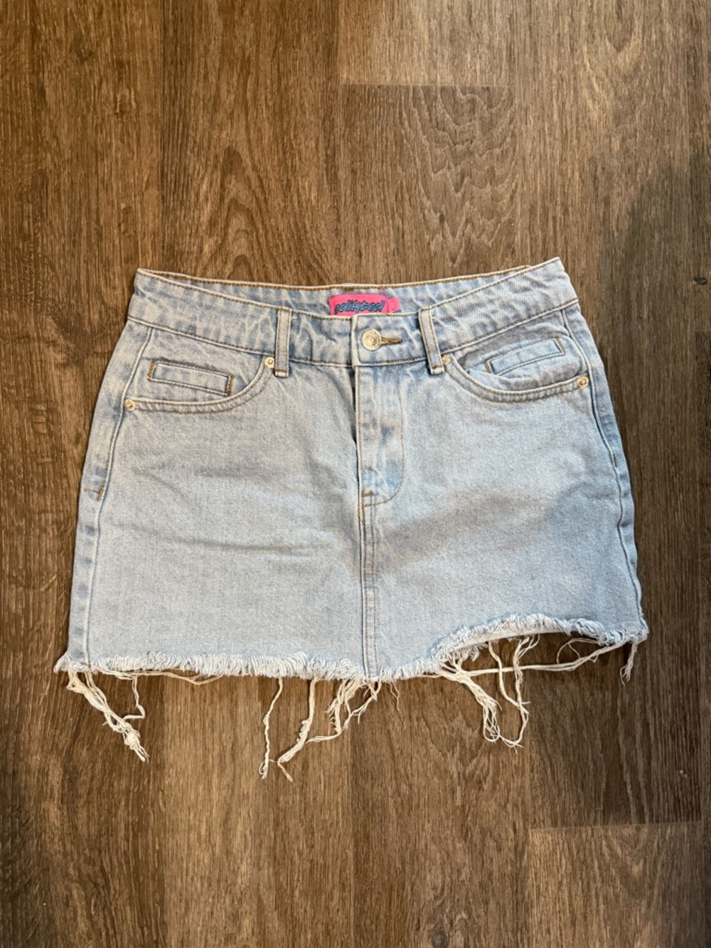 Edikted Light Blue Denim Mini Skirt